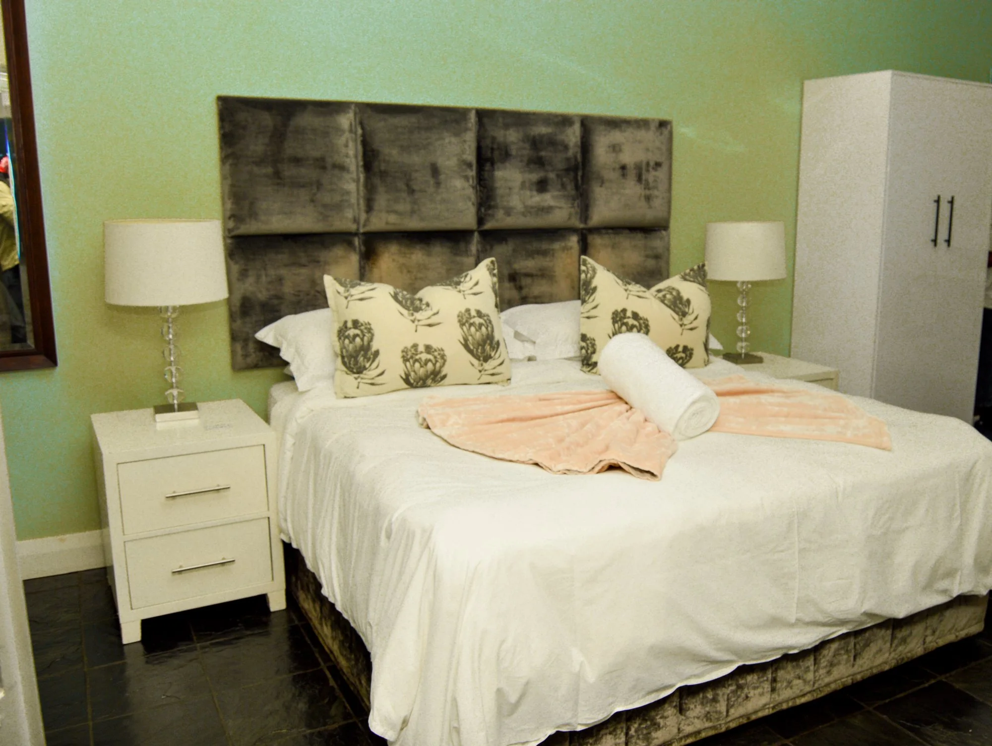 Yellowwoods Bed and Breakfast Empangeni room one detail with the freestanding bath set within the bedroom