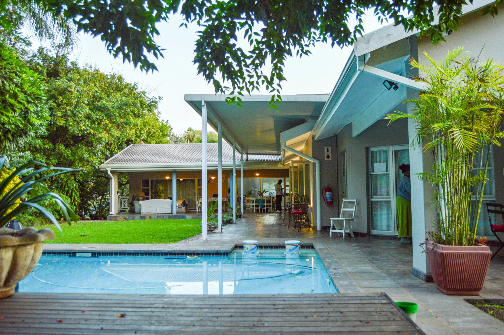 Yellowwoods Bed and Breakfast Empangeni — guest wing and pool, late afternoon Yellowwoods Bed and Breakfast Empangeni guest wing and swimming pool photographed in the late afternoon